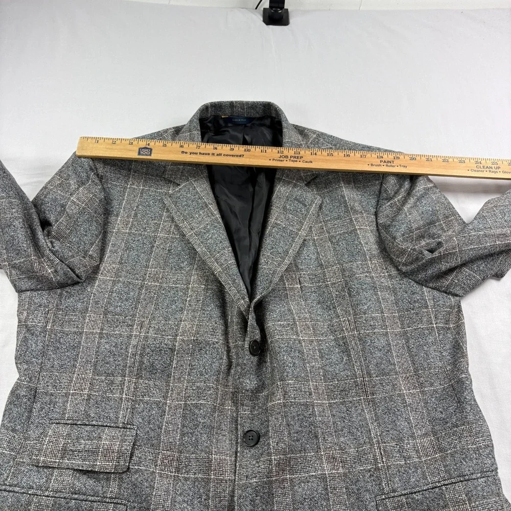 Brooks Brothers Blazer Mens 48R Gray Checkered Wool Vitale Barberis Canonico